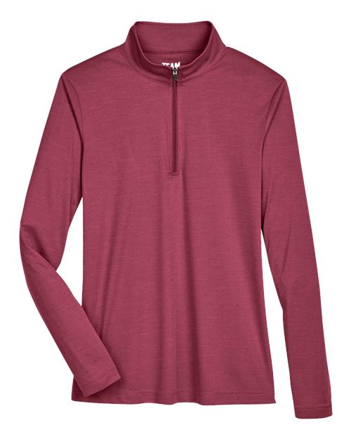 Team 365 TT31HW, Women's Zone Sonic Heather Performance Quarter-zip Pullover, Sport Maroon Heather