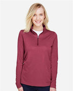 Team 365 TT31HW, Women's Zone Sonic Heather Performance Quarter-zip Pullover, Sport Maroon Heather