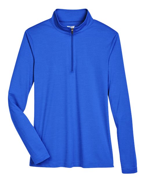 Team 365 TT31HW, Women's Zone Sonic Heather Performance Quarter-zip Pullover, Sport Royal Heather