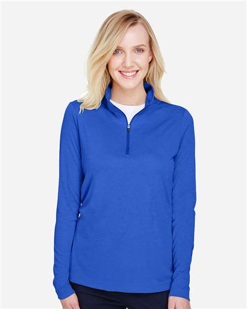 Team 365 TT31HW, Women's Zone Sonic Heather Performance Quarter-zip Pullover, Sport Royal Heather
