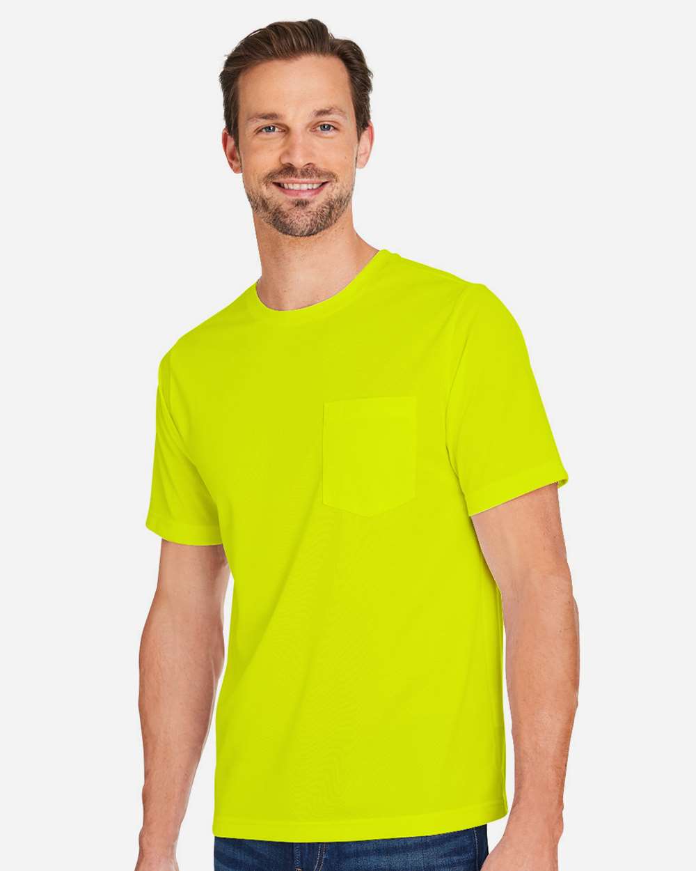 Harriton M118, 13886 Unisex Charge Snag And Soil Protect T-shirt, Safety Yellow