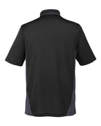 Harriton M386, 13887 Men's Flash Snag Protection Plus Il Colorblock Polo, Black/ Dark Charcoal