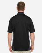 Harriton M386, 13887 Men's Flash Snag Protection Plus Il Colorblock Polo, Black/ Dark Charcoal