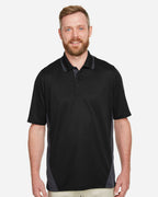 Harriton M386, 13887 Men's Flash Snag Protection Plus Il Colorblock Polo, Black/ Dark Charcoal
