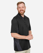 Harriton M386, 13887 Men's Flash Snag Protection Plus Il Colorblock Polo, Black/ Dark Charcoal