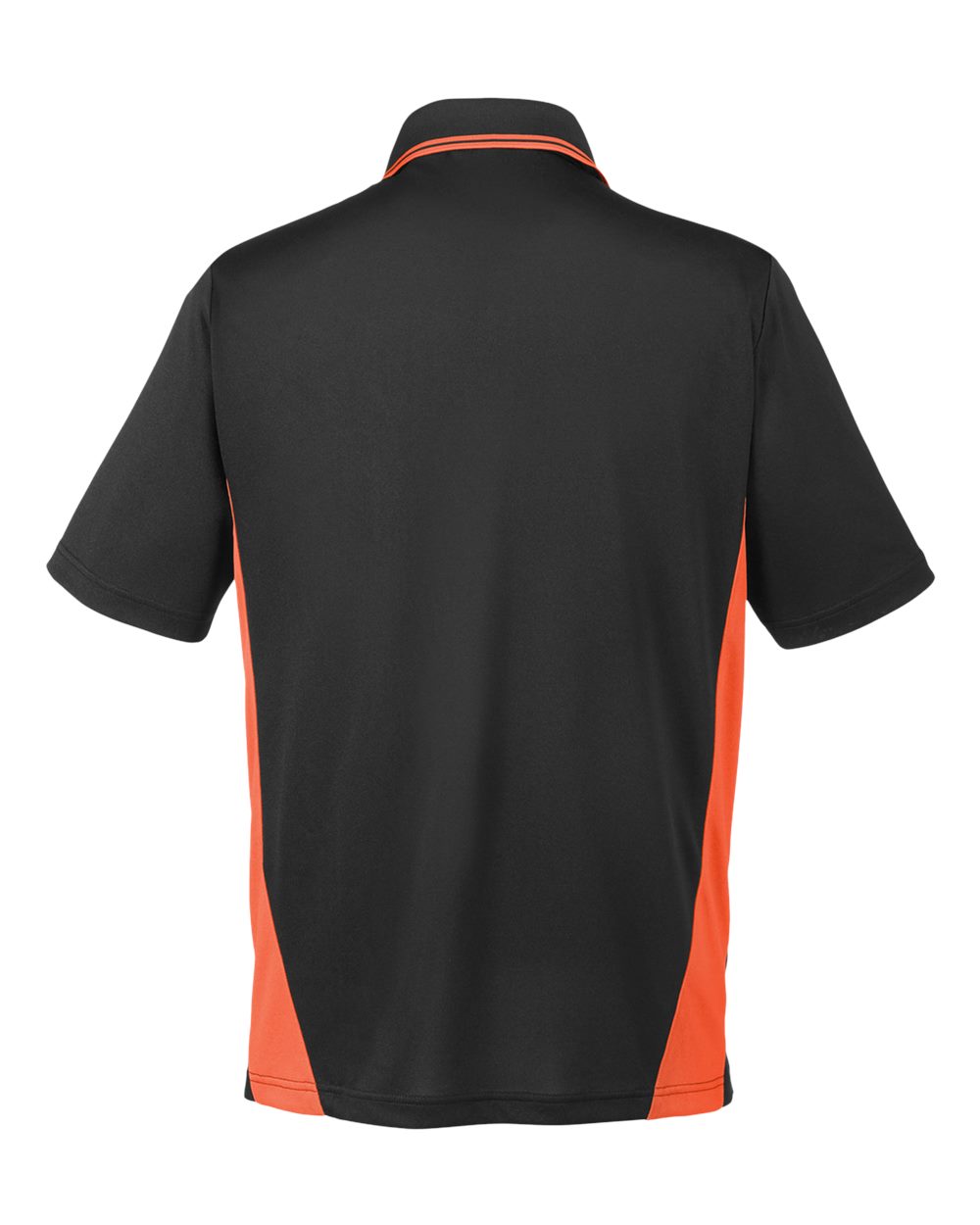 Harriton M386, 13887 Men's Flash Snag Protection Plus Il Colorblock Polo, Black/ Team Orange