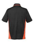 Harriton M386, 13887 Men's Flash Snag Protection Plus Il Colorblock Polo, Black/ Team Orange