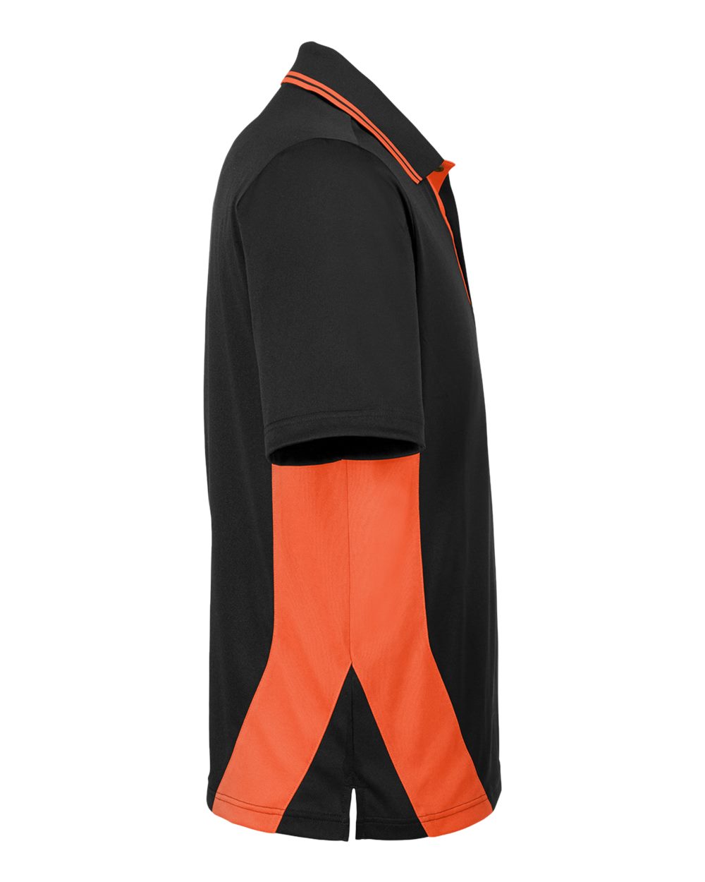Harriton M386, 13887 Men's Flash Snag Protection Plus Il Colorblock Polo, Black/ Team Orange