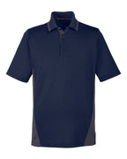 Harriton M386, 13887 Men's Flash Snag Protection Plus Il Colorblock Polo, Dark Navy/ Dark Charcoal
