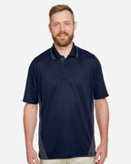 Harriton M386, 13887 Men's Flash Snag Protection Plus Il Colorblock Polo, Dark Navy/ Dark Charcoal