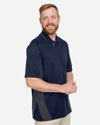 Harriton M386, 13887 Men's Flash Snag Protection Plus Il Colorblock Polo, Dark Navy/ Dark Charcoal
