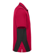 Harriton M386, 13887 Men's Flash Snag Protection Plus Il Colorblock Polo, Red/ Black