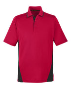 Harriton M386, 13887 Men's Flash Snag Protection Plus Il Colorblock Polo, Red/ Black