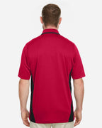 Harriton M386, 13887 Men's Flash Snag Protection Plus Il Colorblock Polo, Red/ Black
