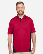Harriton M386, 13887 Men's Flash Snag Protection Plus Il Colorblock Polo, Red/ Black