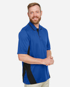 Harriton M386, 13887 Men's Flash Snag Protection Plus Il Colorblock Polo, True Royal/ Black