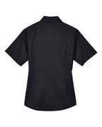 Harriton M500SW, 13895 Women's Easy Blend Short Sleeve Twill Dress Shirt With Stain-release, Black