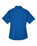 Harriton M500SW, 13895 Women's Easy Blend Short Sleeve Twill Dress Shirt With Stain-release, French Blue
