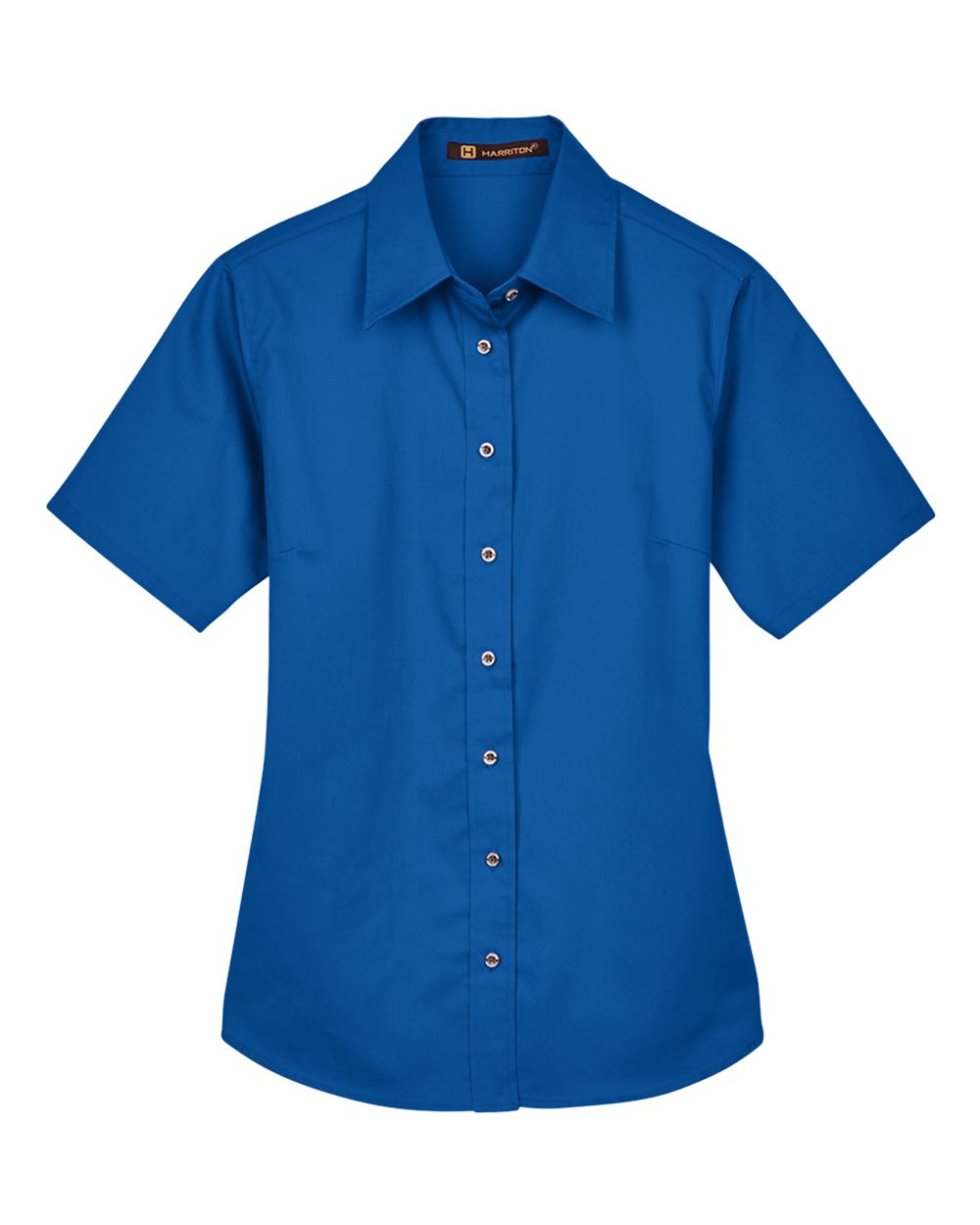 Harriton M500SW, 13895 Women's Easy Blend Short Sleeve Twill Dress Shirt With Stain-release, French Blue