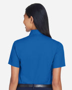 Harriton M500SW, 13895 Women's Easy Blend Short Sleeve Twill Dress Shirt With Stain-release, French Blue