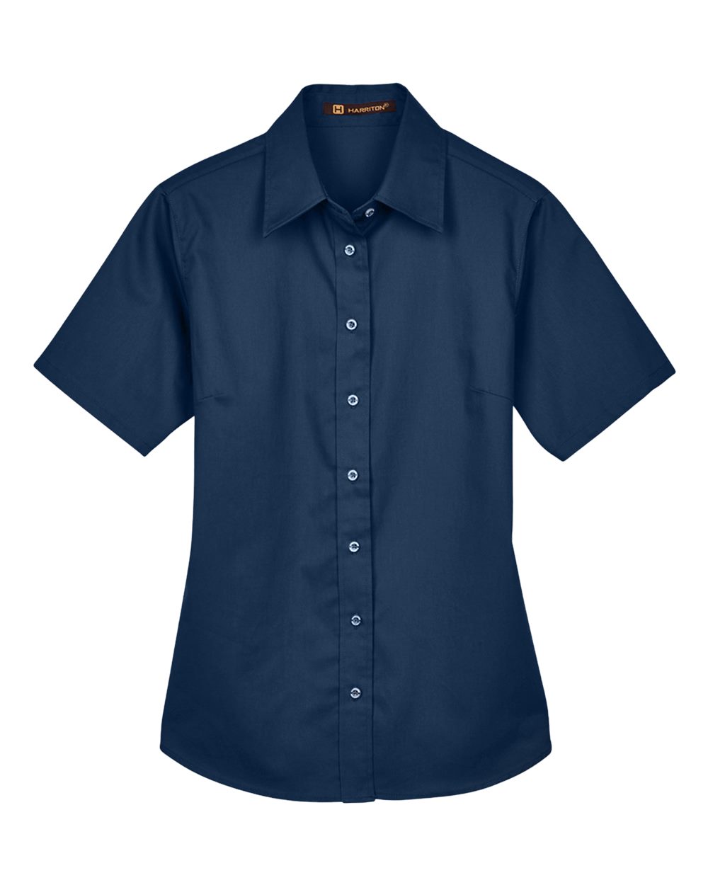 Harriton M500SW, 13895 Women's Easy Blend Short Sleeve Twill Dress Shirt With Stain-release, Navy