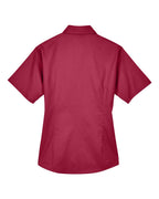 Harriton M500SW, 13895 Women's Easy Blend Short Sleeve Twill Dress Shirt With Stain-release, Wine
