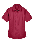 Harriton M500SW, 13895 Women's Easy Blend Short Sleeve Twill Dress Shirt With Stain-release, Wine