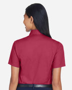 Harriton M500SW, 13895 Women's Easy Blend Short Sleeve Twill Dress Shirt With Stain-release, Wine