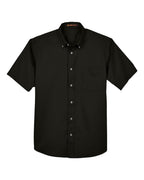 Harriton M500S, 13896 Men's Easy Blend Twill Dress Shirt With Stain-release, Black