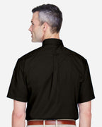 Harriton M500S, 13896 Men's Easy Blend Twill Dress Shirt With Stain-release, Black