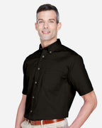 Harriton M500S, 13896 Men's Easy Blend Twill Dress Shirt With Stain-release, Black