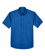 Harriton M500S, 13896 Men's Easy Blend Twill Dress Shirt With Stain-release, French Blue