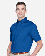 Harriton M500S, 13896 Men's Easy Blend Twill Dress Shirt With Stain-release, French Blue