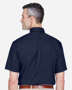Harriton M500S, 13896 Men's Easy Blend Twill Dress Shirt With Stain-release, Navy