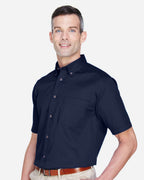 Harriton M500S, 13896 Men's Easy Blend Twill Dress Shirt With Stain-release, Navy