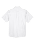 Harriton M500S, 13896 Men's Easy Blend Twill Dress Shirt With Stain-release, White