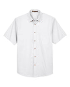 Harriton M500S, 13896 Men's Easy Blend Twill Dress Shirt With Stain-release, White