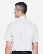 Harriton M500S, 13896 Men's Easy Blend Twill Dress Shirt With Stain-release, White