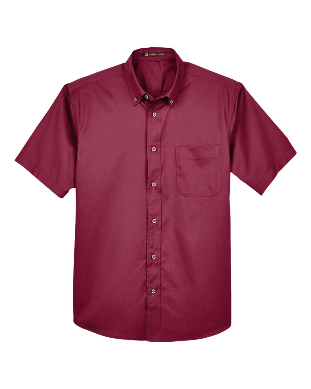 Harriton M500S, 13896 Men's Easy Blend Twill Dress Shirt With Stain-release, Wine