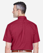 Harriton M500S, 13896 Men's Easy Blend Twill Dress Shirt With Stain-release, Wine