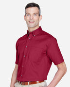 Harriton M500S, 13896 Men's Easy Blend Twill Dress Shirt With Stain-release, Wine