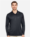 Team 365 TT51L, Men's Zone Performance Long Sleeve Polo, Black