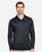 Team 365 TT51L, Men's Zone Performance Long Sleeve Polo, Black
