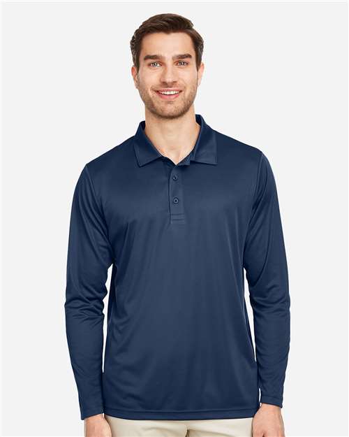 Team 365 TT51L, Men's Zone Performance Long Sleeve Polo, Sport Dark Navy
