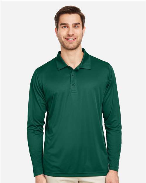 Team 365 TT51L, Men's Zone Performance Long Sleeve Polo, Sport Forest