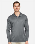Team 365 TT51L, Men's Zone Performance Long Sleeve Polo, Sport Graphite