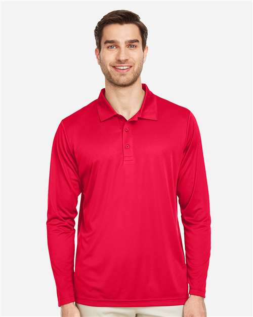 Team 365 TT51L, Men's Zone Performance Long Sleeve Polo, Sport Red