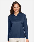 Team 365 TT51LW, Women's Zone Performance Long Sleeve Polo, Sport Dark Navy