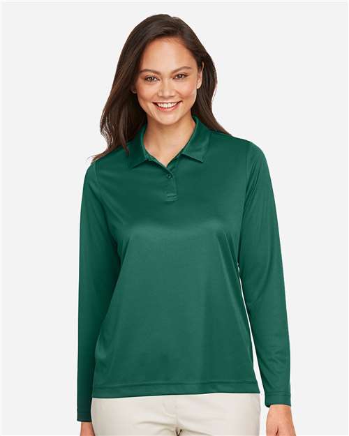 Team 365 TT51LW, Women's Zone Performance Long Sleeve Polo, Sport Forest
