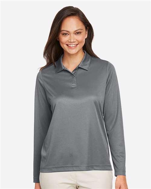 Team 365 TT51LW, Women's Zone Performance Long Sleeve Polo, Sport Graphite